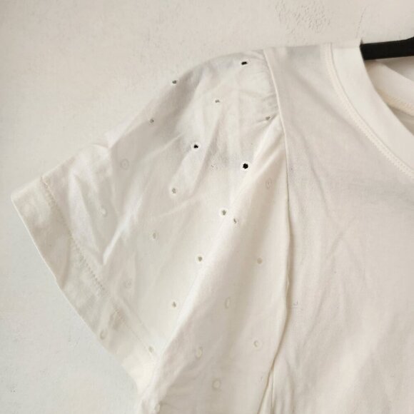 Madewell Texture & Thread Holepunch Flutter Top White Eyelet Shirt Tee Basic S - Picture 4 of 7